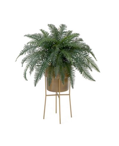 Nearly Natural 34" Artificial River Fern Plant в металлическом кашпо с подставкой DIY Kit
