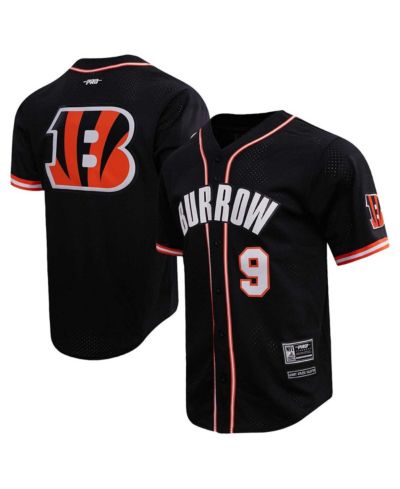 Мужская футболка Pro Standard Joe Burrow Black Cincinnati Bengals Mesh Baseball Button-Up