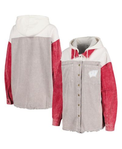 Женская куртка-рубашка Gameday Couture Wisconsin Badgers из вельвета, серая