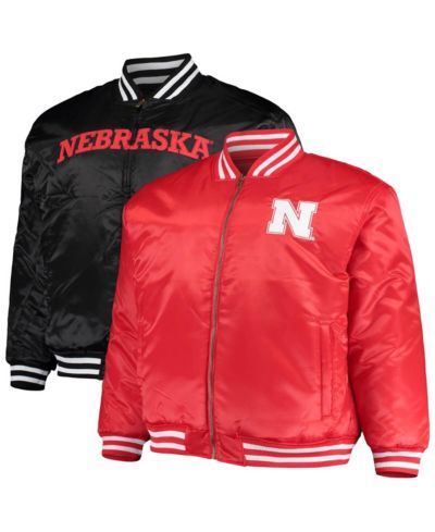 Мужская атласная куртка Nebraska Huskers Big and Tall, двусторонняя на молнии, алый и черный
