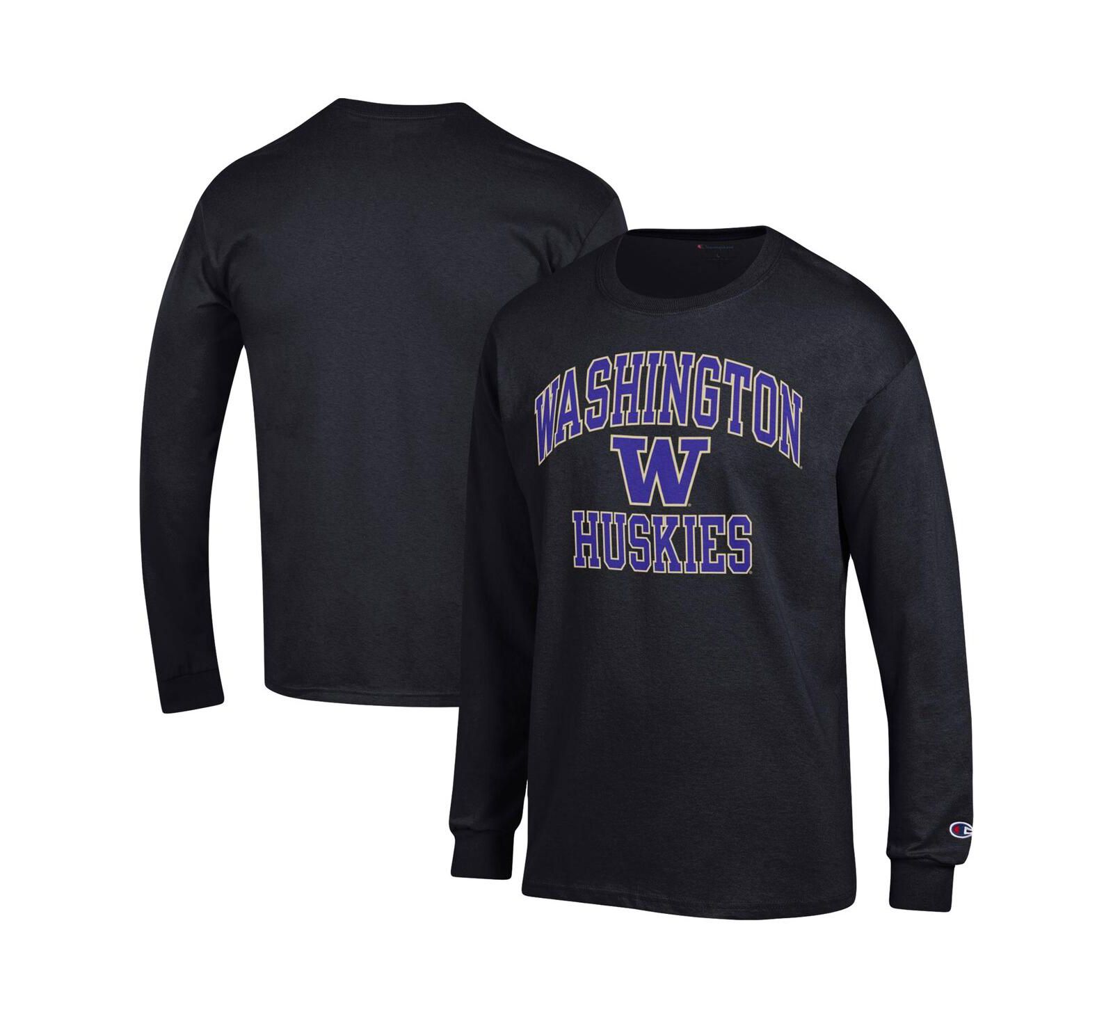 Men's Champion Black Washington Huskies High Motor Long Sleeve T-shirt