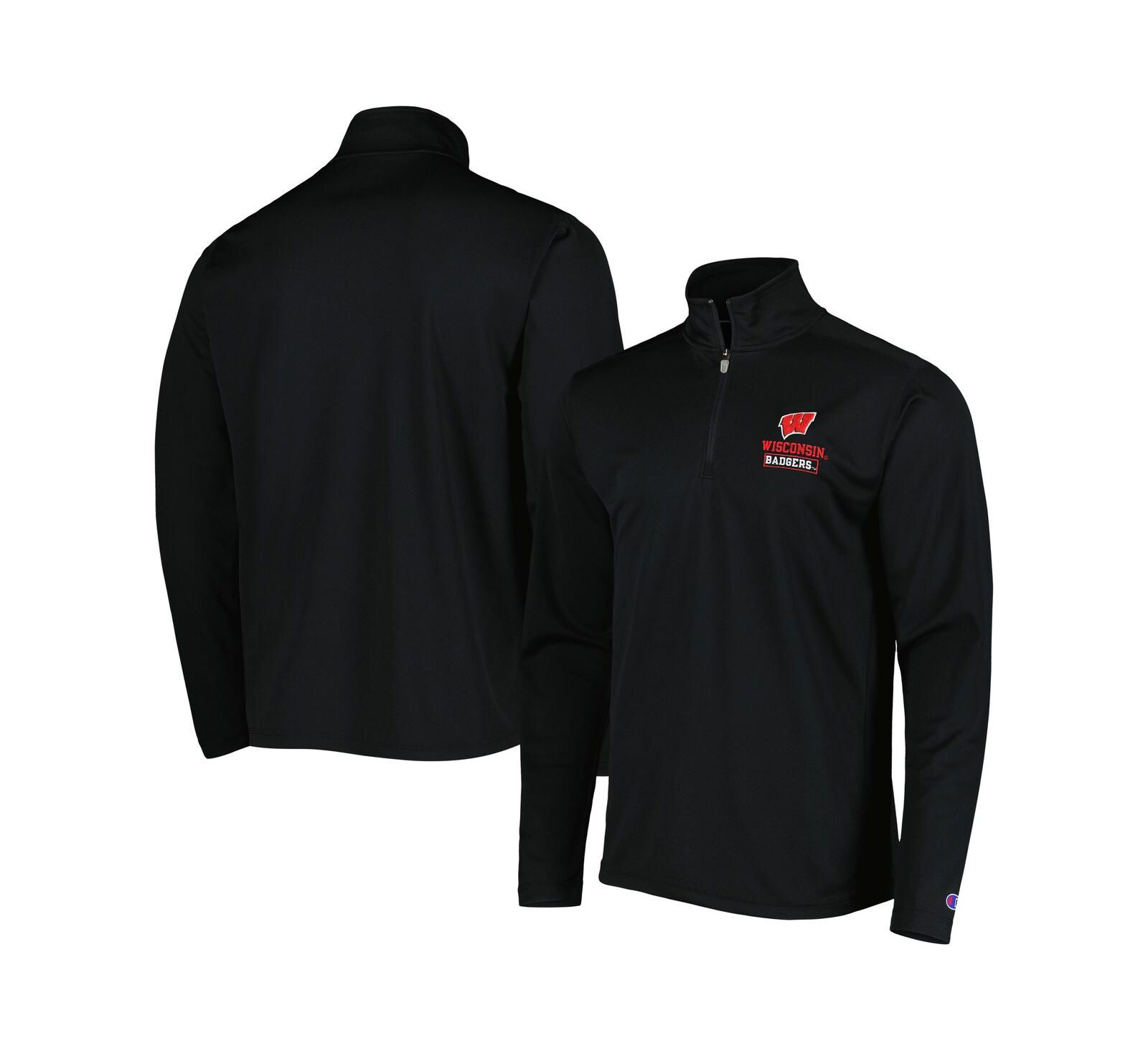 Мужская куртка Champion Wisconsin Badgers Textured Quarter-Zip Black