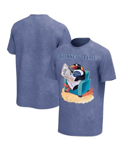 Men's Blue Distressed Guinness Washed Graphic T-shirt