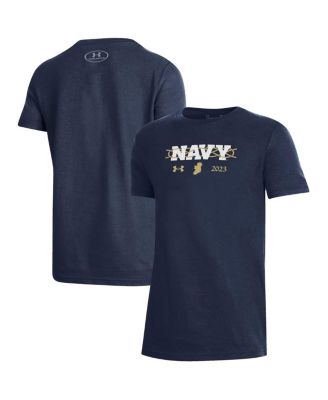 Мужская хлопковая футболка Under Armour Navy Navy Midshipmen 2023 Aer Lingus College Football Classic Performance для мальчиков старшего возраста