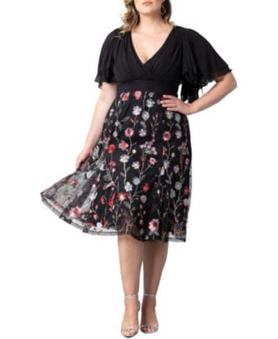 Женское миди-платье Kiyonna Plus Size Lillian Embroidered Mesh Cocktail