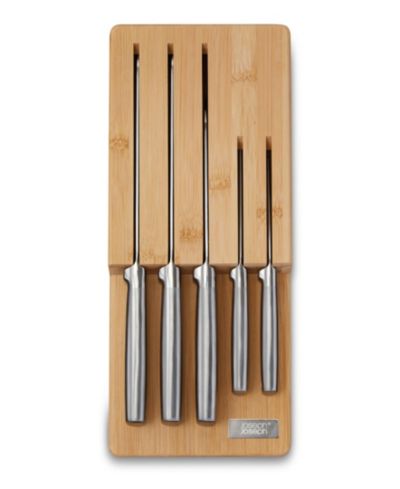 Joseph Joseph Набор ножей Elevate Steel с бамбуковой подставкой для ящика, 5 шт.