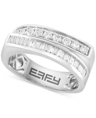 Кольцо EFFY® с бриллиантами Baguette и Round в белом золоте 14k