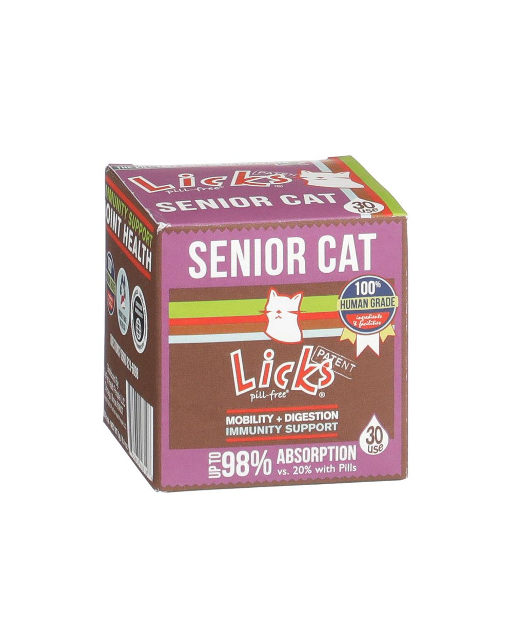 Licks Pill-Free Senior Cat Supplement - Joint, Digestion, Immunity and Heart Health Support - Gel Packets, 30 Uses