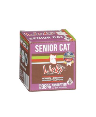 Licks Pill-Free Senior Cat Supplement - Joint, Digestion, Immunity and Heart Health Support - Gel Packets, 30 Uses