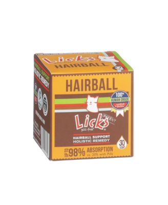 Licks Pill-Free Cat Hairball Support - Beeswax and Cod Liver Oil Remedy - Skin and Coat Supplement - 30 Gel Packets