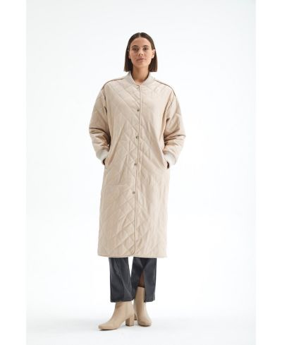Furniq UK Женское кожаное пальто-тренч Beige