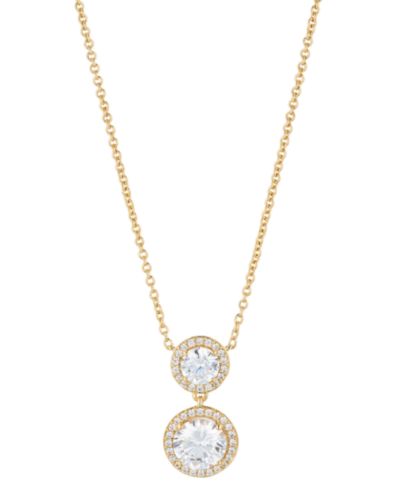 Eliot Danori Gold-Tone Cubic Zirconia Round Halo Pendant Necklace, 16" + 2" extender, Created for Macy's