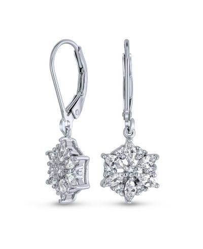 Серьги Bling Jewelry Marquise Cubic Zirconia Frozen Winter Holiday Party CZ Snowflake Lever back Drop