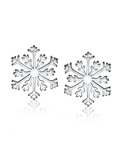 Bling Jewelry Classic Christmas Holiday Snowflake Stud Earrings .925 Sterling Silver