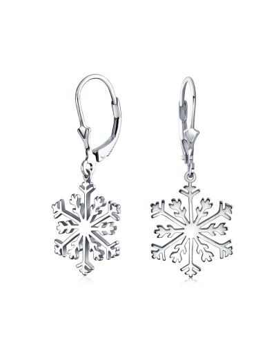 Серьги Bling Jewelry Frozen Winter Christmas Holiday Party Snowflake Dangle Lever back из стерлингового серебра