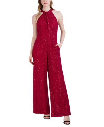 Женский комбинезон julia jordan Sequin-Lace Halter Twist-Neck