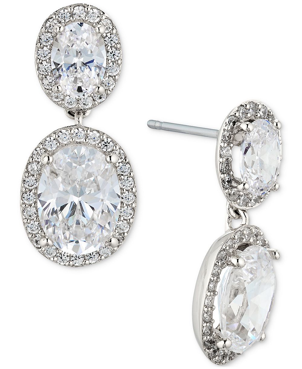 Серьги Eliot Danori Cubic Zirconia Oval Halo Drop