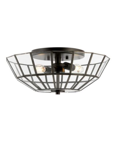 Theo Farmhouse Rustic Iron/Glass LED Semi Flush Mount