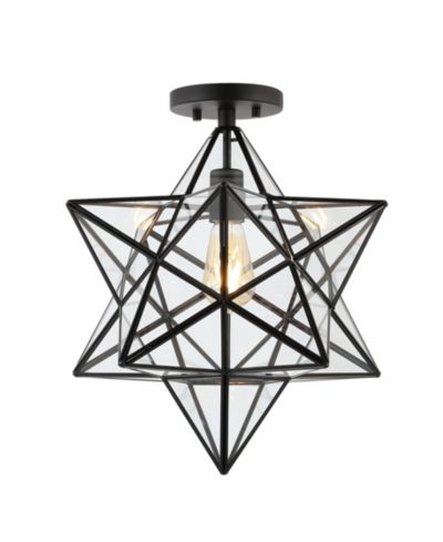 Ava Farmhouse Bohemian Iron/Glass LED Semi Flush Mount Ceiling Light