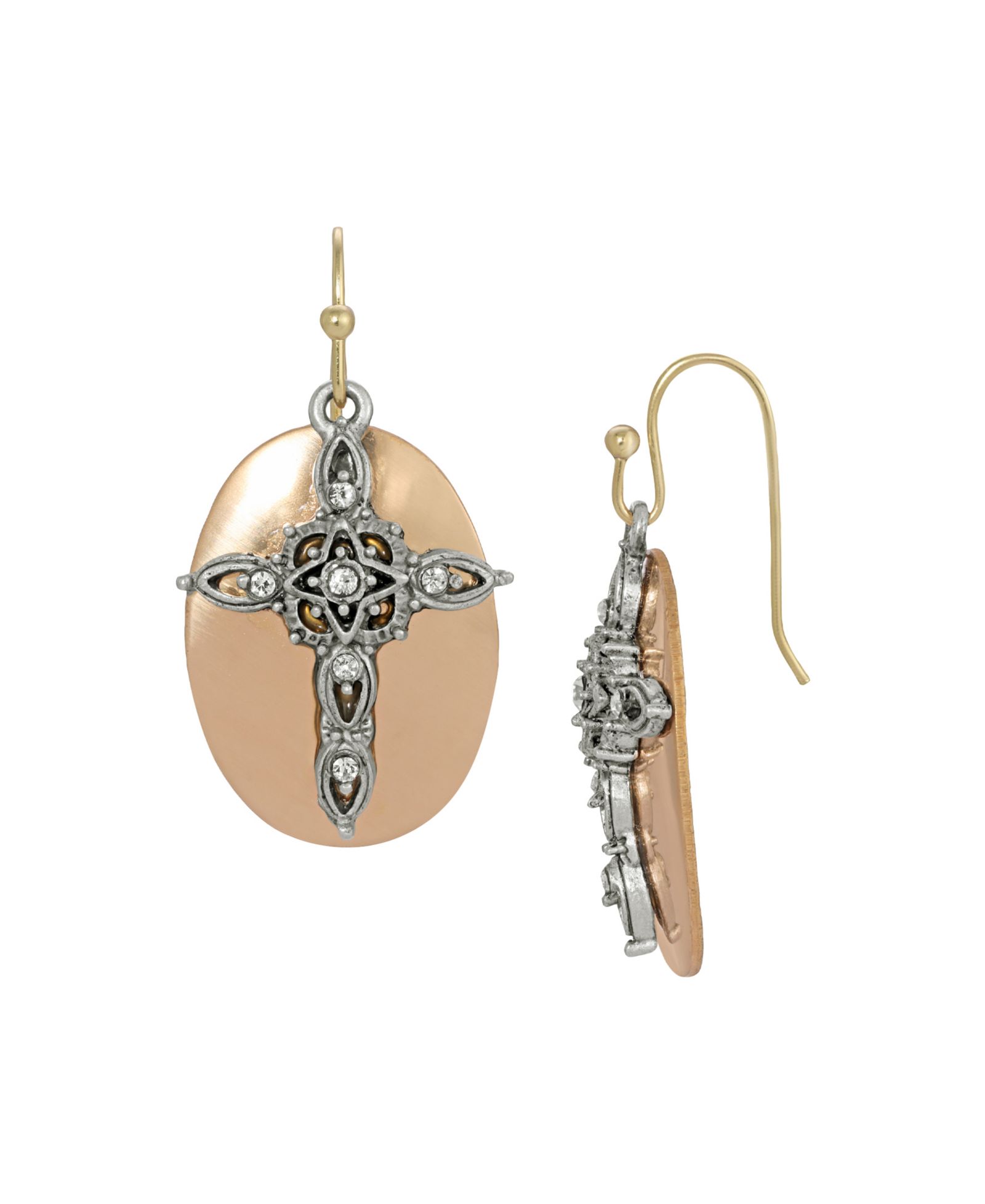 Серьги-подвески 2028 Crystal Cross Oval