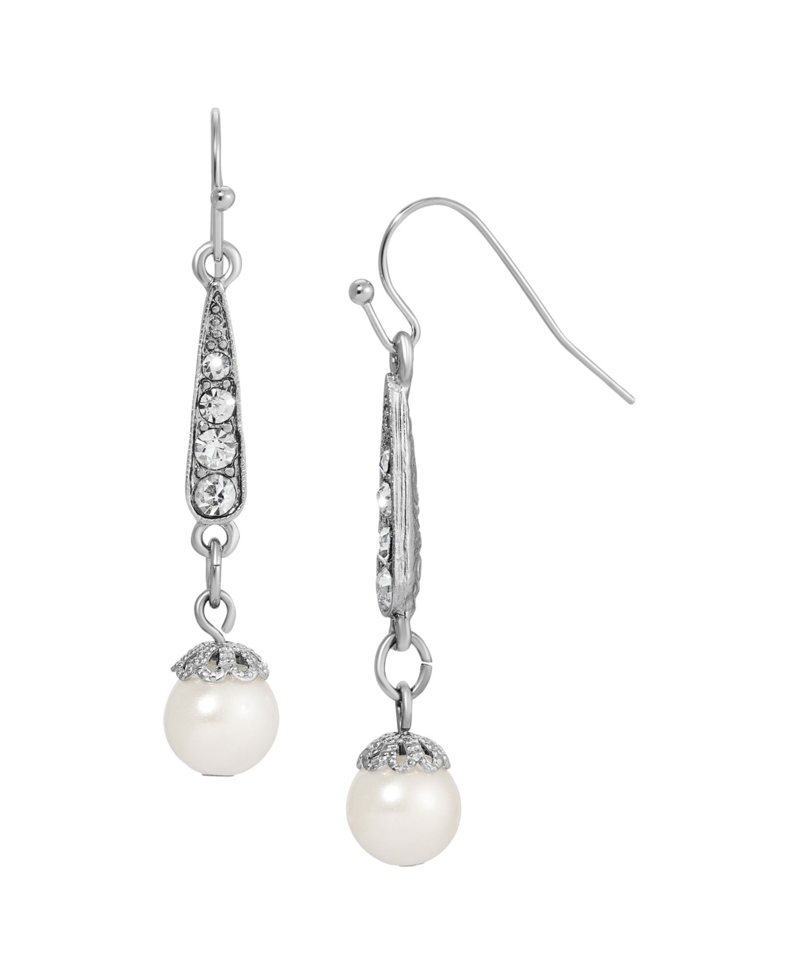Серьги 2028 Imitation Pearl Crystal Linear Drop