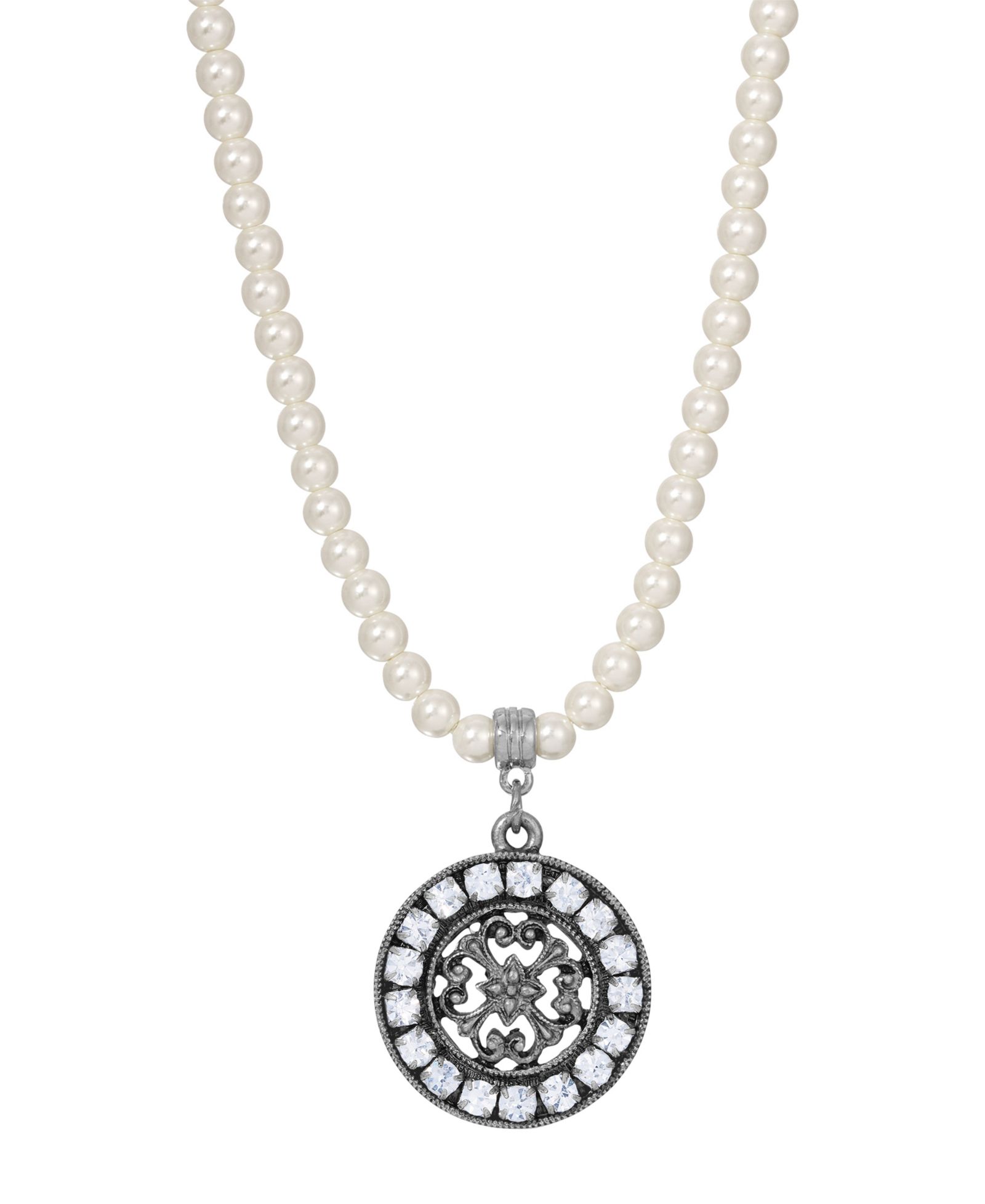 Ожерелье 2028 Imitation Pearl Crystal Round Pendant