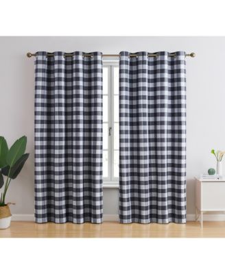 HLC.me Andersen Buffalo Check Plaid 100% Blackout Thermal Insulated Energy Savings Heat/Cold Blocking Grommet Curtain Drapery Panels for Bedroom & Living Room, 2 Panels