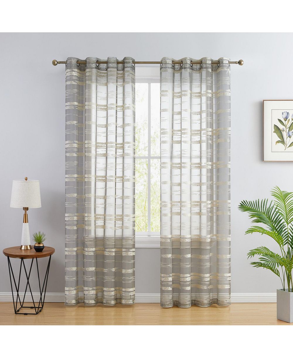 Декоративные шторы HLC.ME Broadway Stripe полупрозрачные с люверсами (набор из 2 шт.)