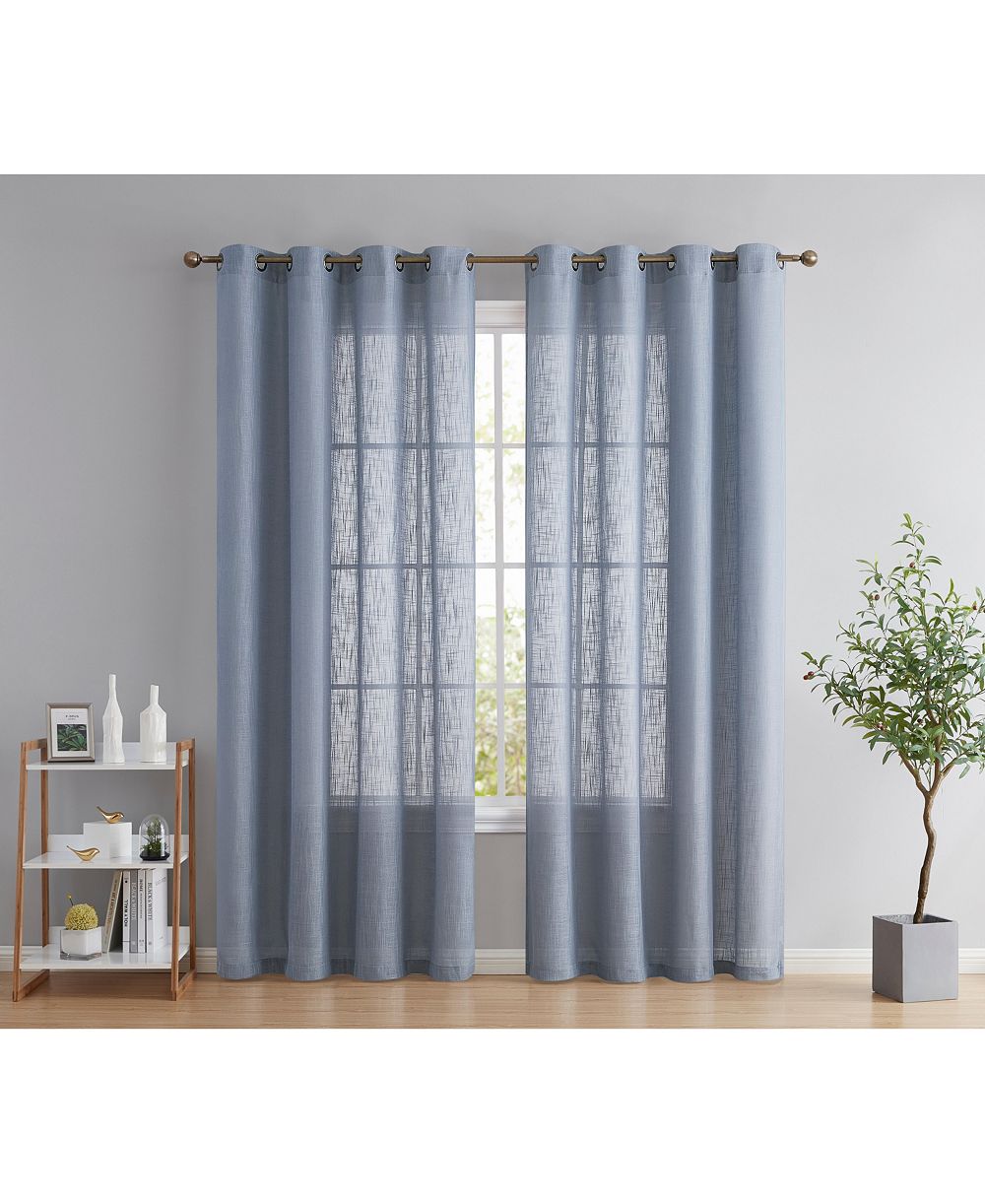 Шторы HLC.ME Abbey Faux Linen Textured Semi Sheer Privacy Sun Light Filtering Transparent Window Grommet Curtain Panels, Set of 2