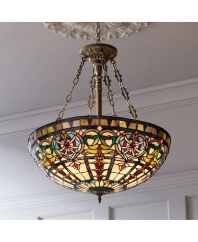 Robert Louis Tiffany люстра-подвеска в стиле Tiffany из витражного стекла, 24"