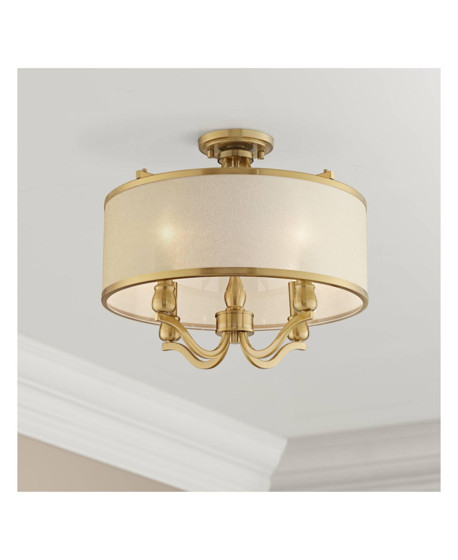 Потолочный светильник Possini Euro Design Nor 18" semi flush, античная латунь с золотистым абажуром, 4 лампы