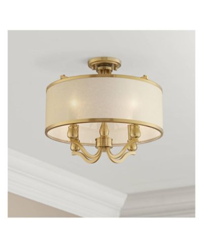 Потолочный светильник Possini Euro Design Nor 18" semi flush, античная латунь с золотистым абажуром, 4 лампы