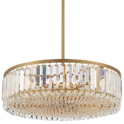 Современная люстра-подвесная Stiffel Soft Gold Drum 20 1/4" Wide Clear Crystal 5-Light для столовой и прихожей