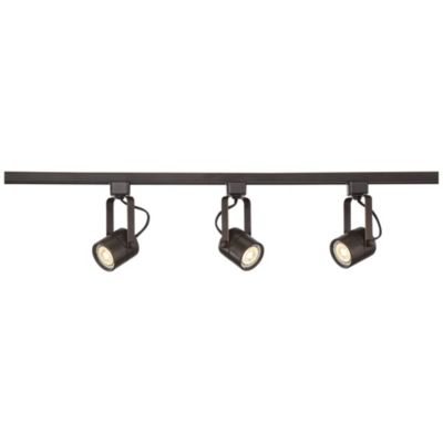 Pro Track Layna 3-Head LED Ceiling or Wall Track Light Fixture Kit Linear Bullet Brown Bronze Finish Metal Modern Kitchen 44" Wide