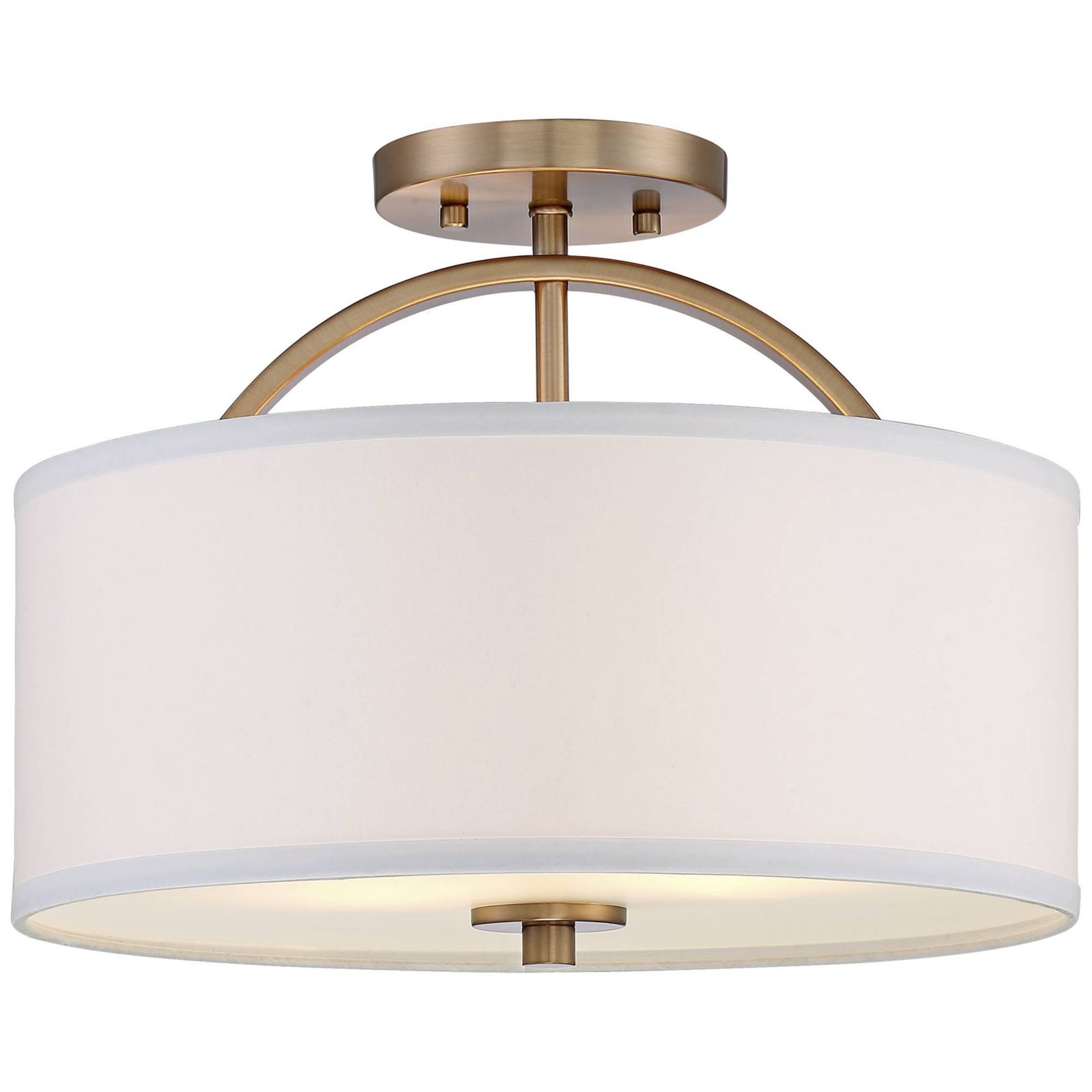 Possini Euro Design Halsted Semi Flush-Mount Ceiling Light with 2-Light Modern Oatmeal Linen Drum Fixture