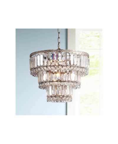 Vienna Full Spectrum Magnificence Satin Nickel 7-Light LED 14.25" Wide Faceted Crystal Glass Modern Fixture Chandelier