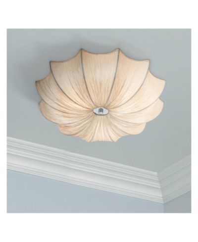 Современный потолочный светильник Possini Euro Design Planetarium Chrome 21" Wide 3-Light Ivory Fabric Scalloped Bowl