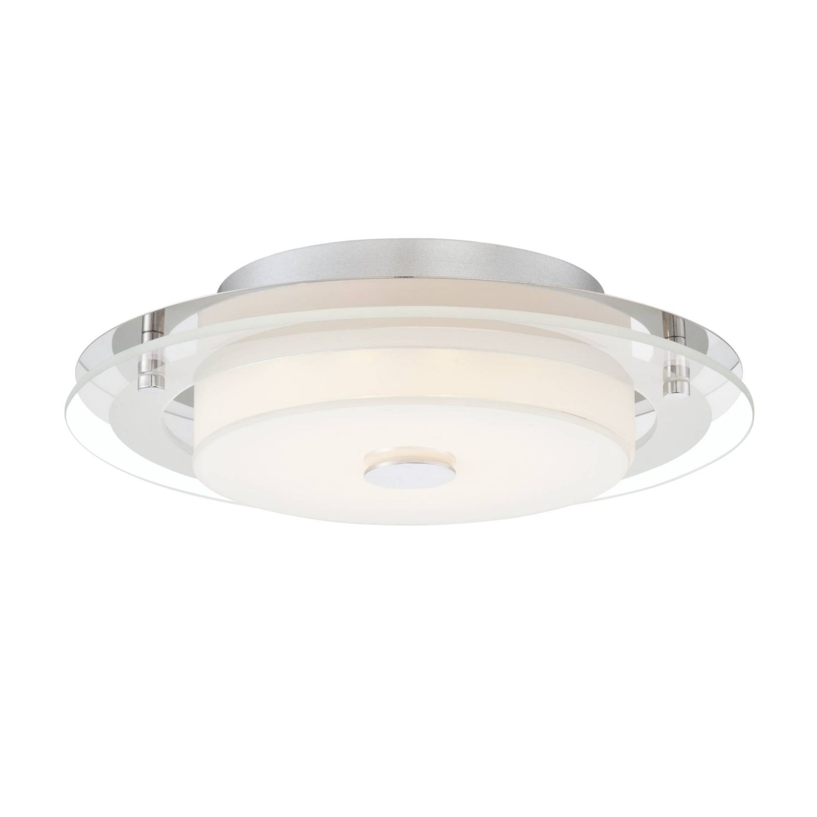 Possini Euro Design Clarival Modern Ceiling Light Flush Mount Fixture 12 1/2" Wide Chrome Dimmable LED Clear Ring White Acrylic Diffuser for Bedroom