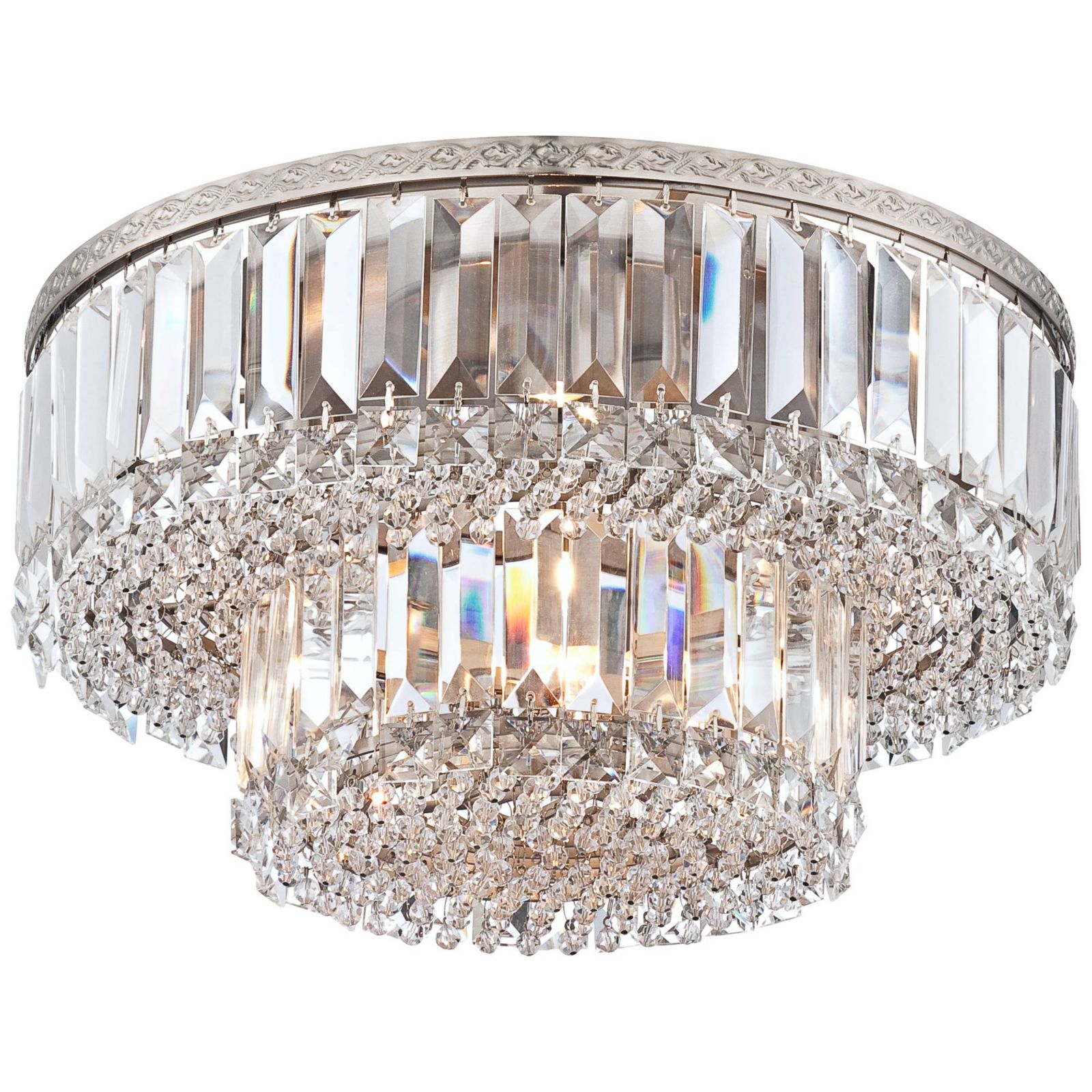 Современный потолочный светильник Vienna Full Spectrum Modern Ceiling Light, 16" Wide Brushed Satin Nickel Faceted Crystal Glass