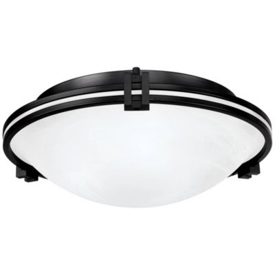 Possini Euro Design Modern Ceiling Light Flush Mount Fixture 16 3/4" Wide Oil Rubbed Bronze 3-Light Marbleized Glass Bowl for Bedroom Kitchen Hallway