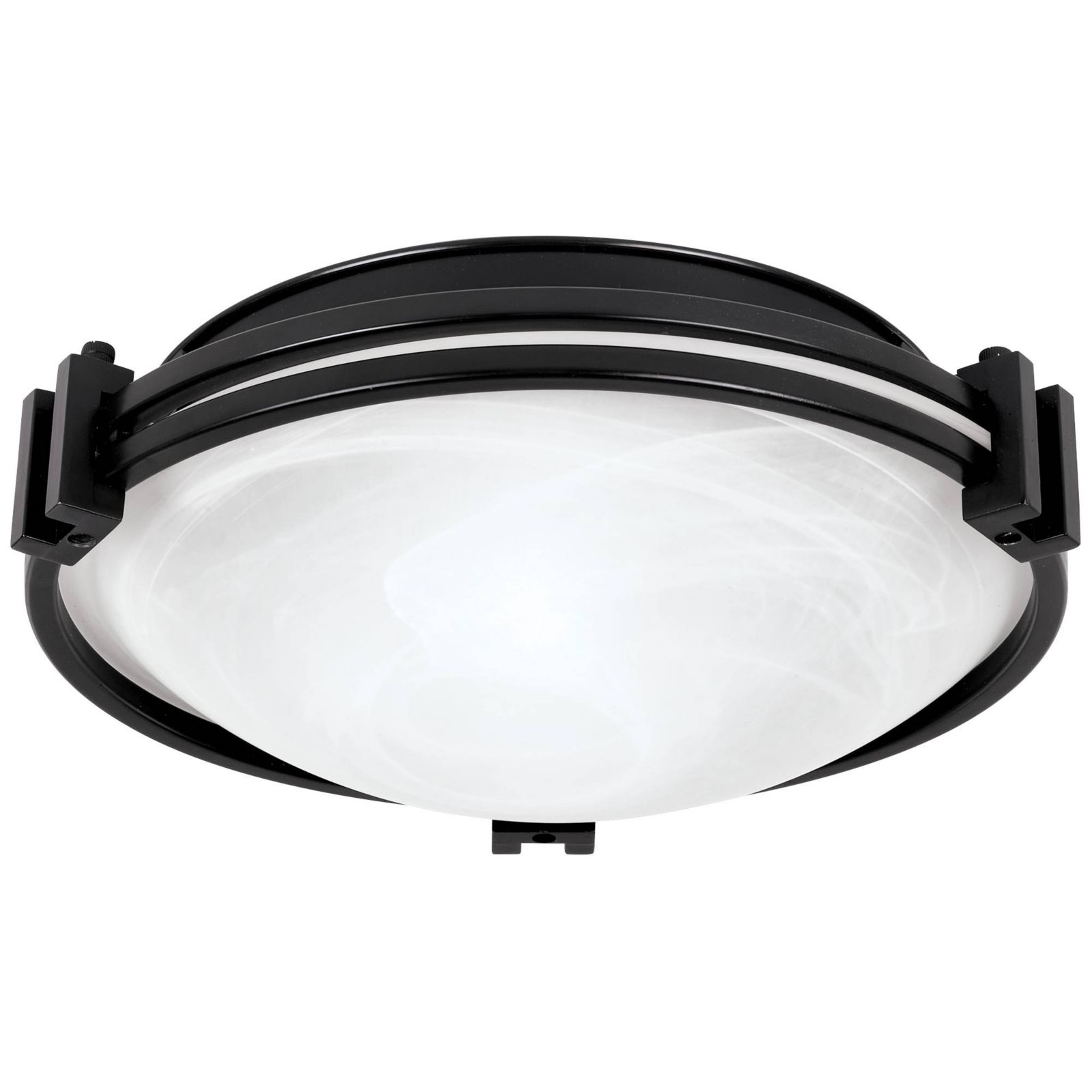 Possini Euro Design Deco Modern Ceiling Light Flush Mount Fixture 12 3/4" Wide Oil Rubbed Bronze 2-Light Marbleized Glass for Bedroom Kitchen Hallway