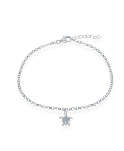 Sterling Silver Larimar Turtle Anklet