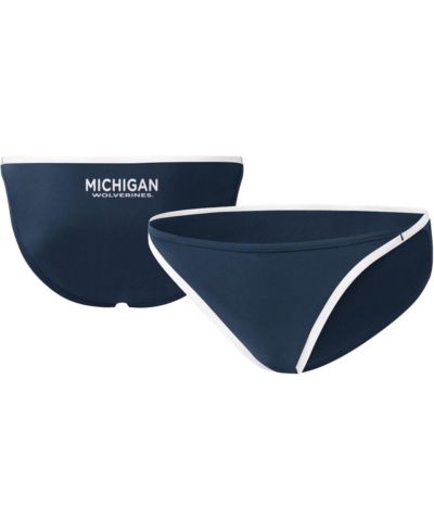Women's G-III 4Her by Carl Banks Navy Michigan Wolverines Play Action Bikini Bottoms