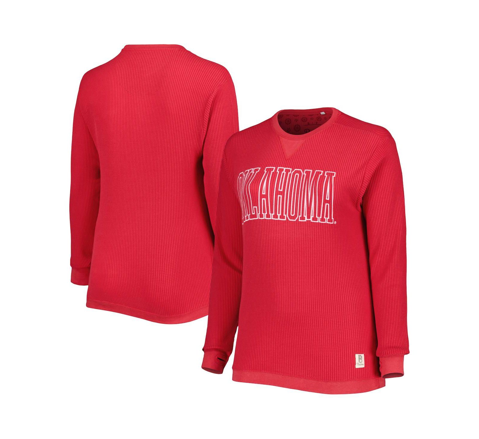 Женская футболка Pressbox Crimson Oklahoma Sooners Surf Southlawn Waffle-Knit Thermal Tri-Blend с длинным рукавом