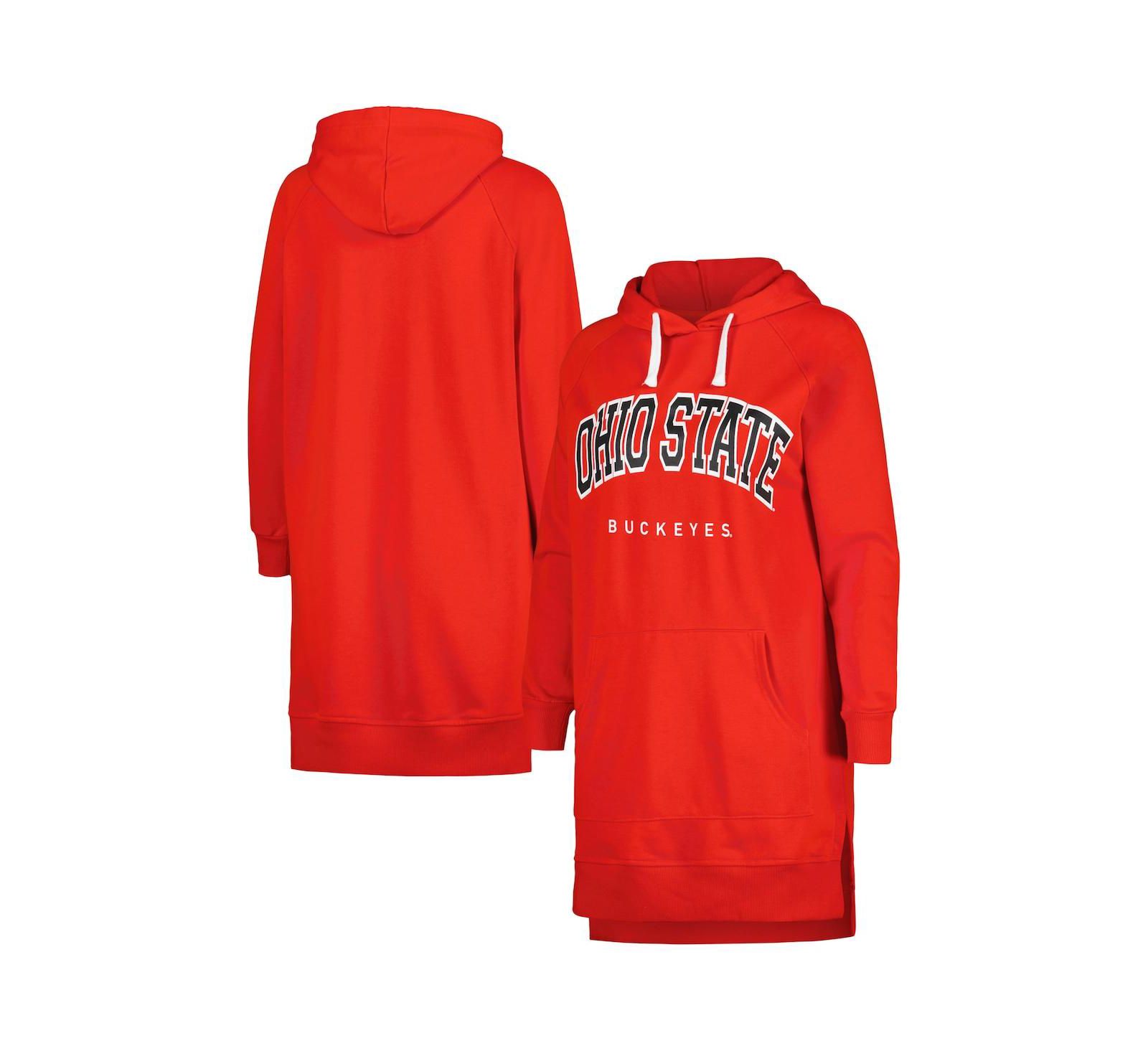 Women's Gameday Couture Scarlet Ohio State Buckeyes Take a Knee Raglan Hooded Sweatshirt Dress