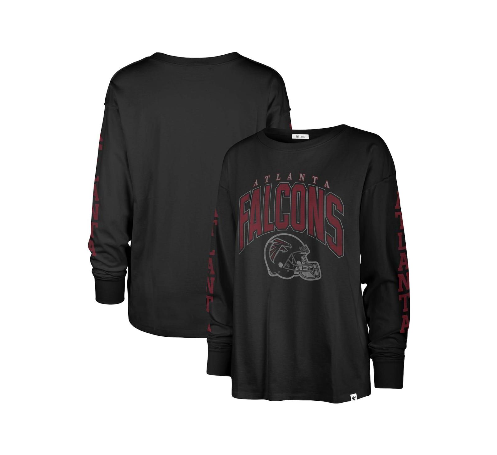Женская футболка '47 Brand Black Distressed Atlanta Falcons Tom Cat с длинным рукавом
