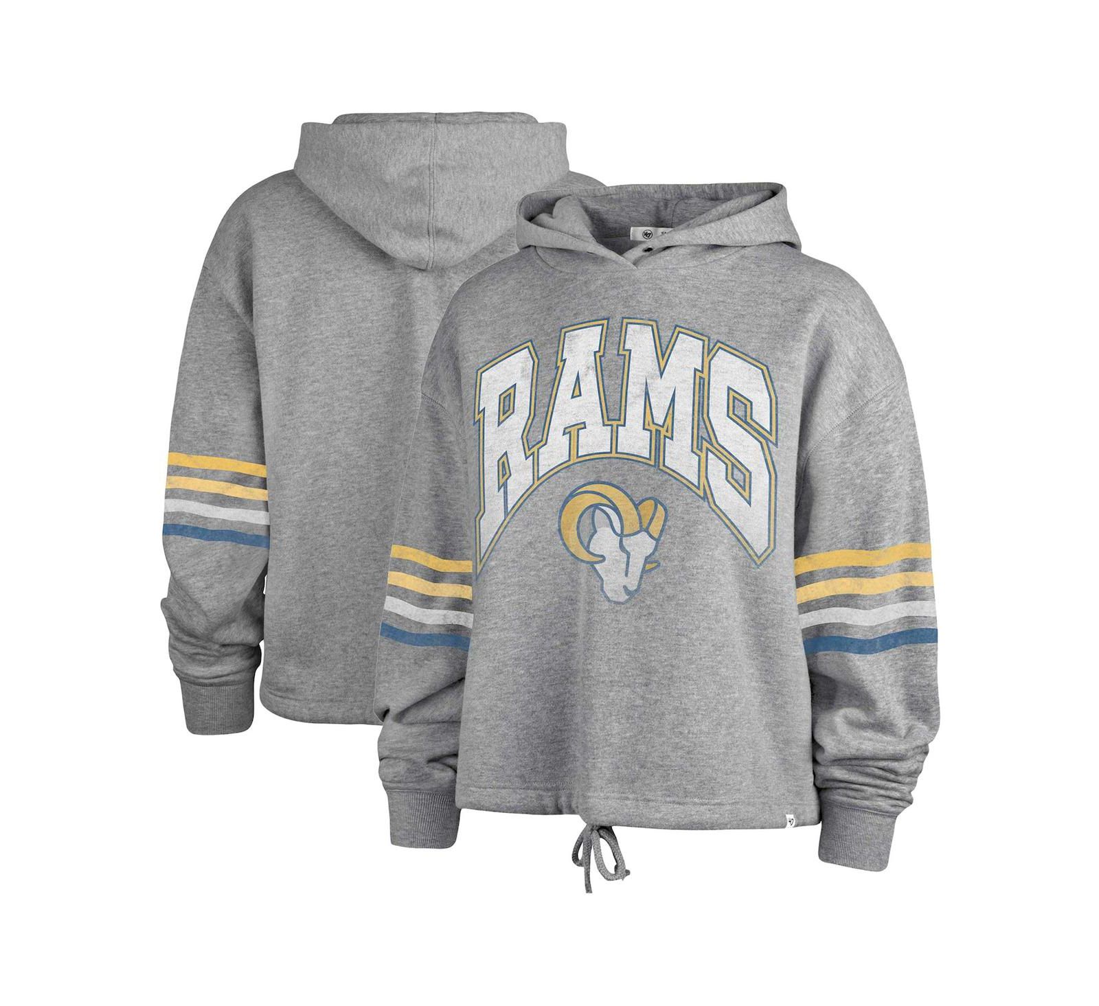 Women's '47 Brand Heather Gray Distressed Los Angeles Rams Upland Bennett Pullover Hoodie