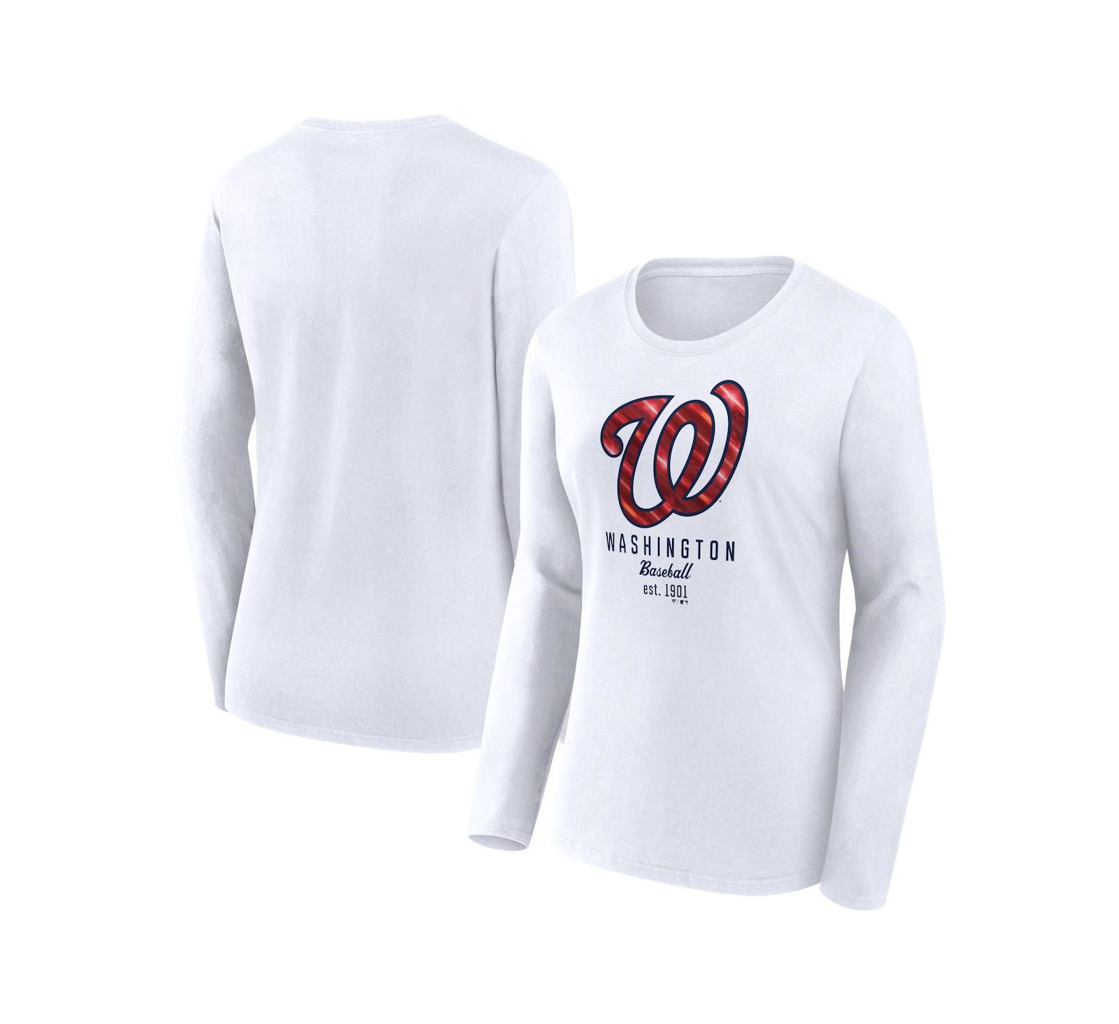 Women's Fanatics White Washington Nationals Long Sleeve T-shirt
