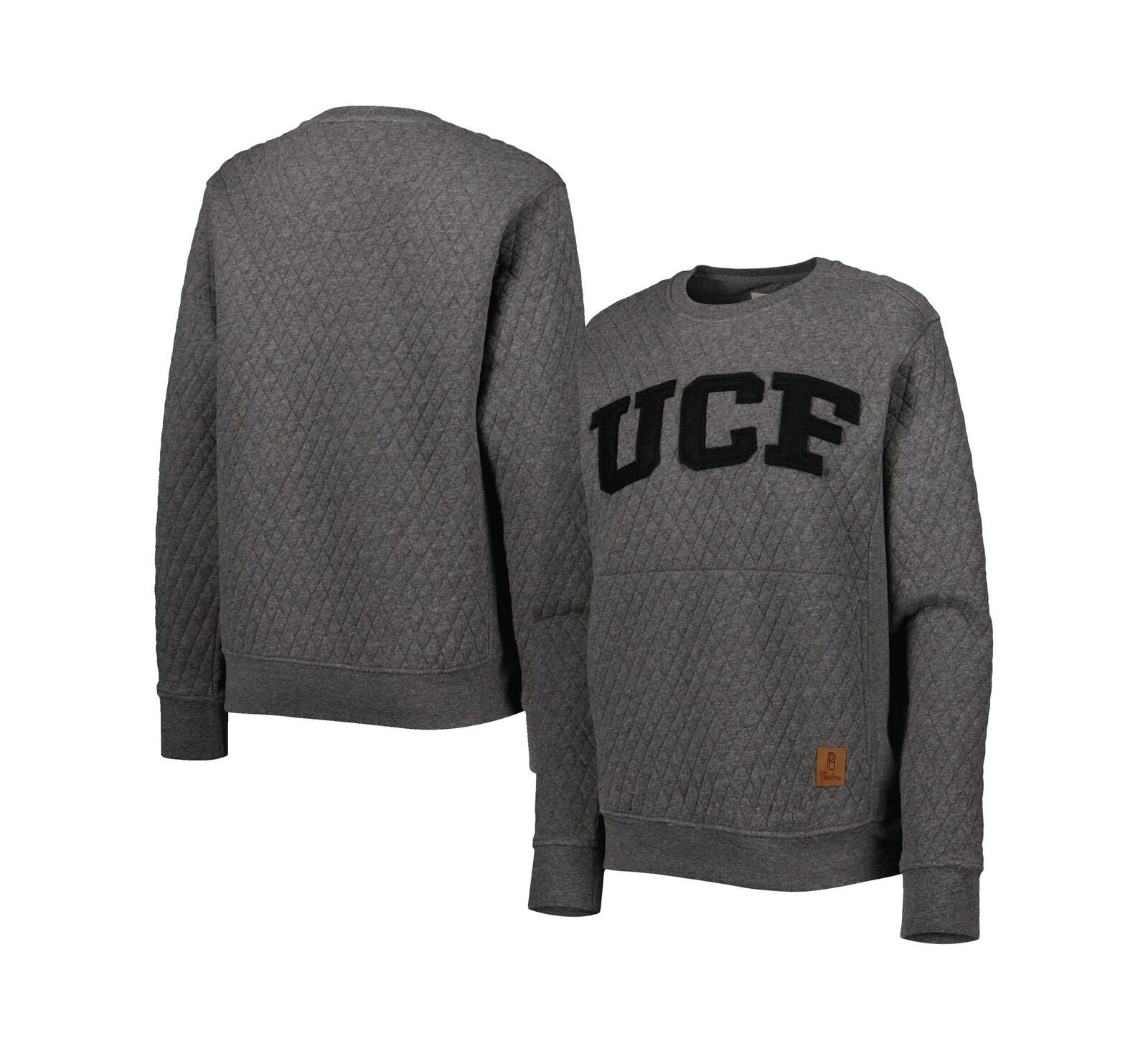 Women's Pressbox Heather Charcoal UCF Knights Moose Quilted Pullover Sweatshirt