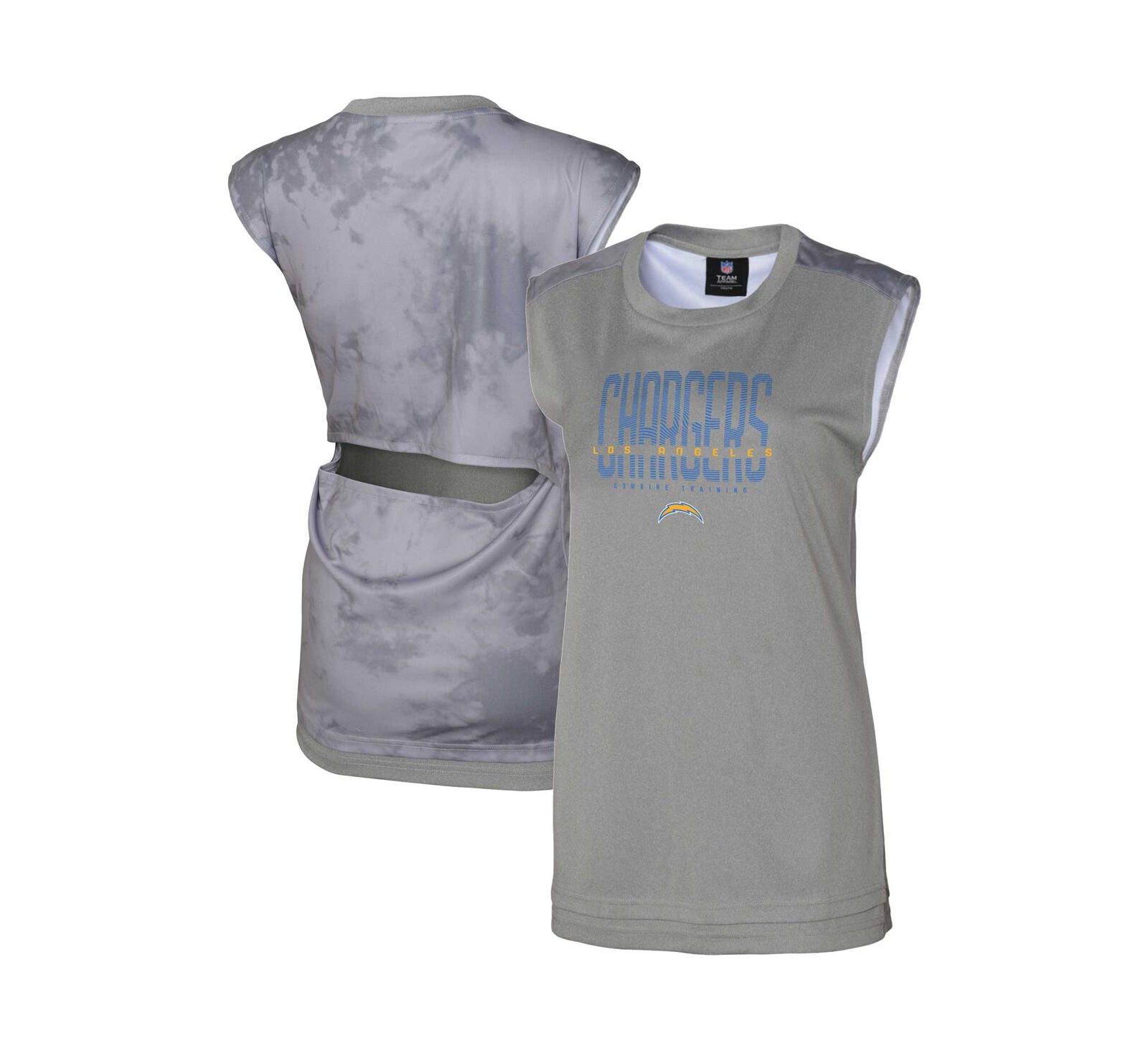 Women's Gray Los Angeles Chargers No Sweat Tank Top